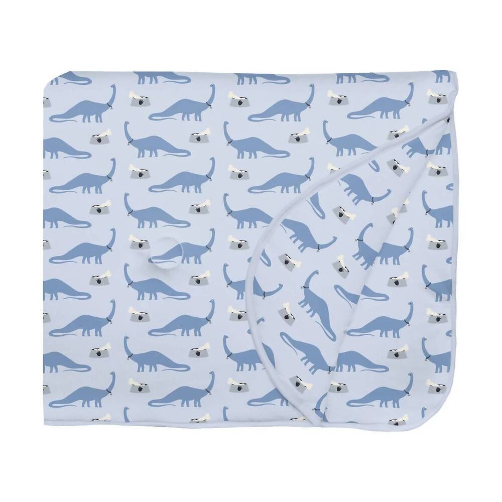 NEW KICKEE kid's fluffle throw blanket with embroidery in dew pet dino